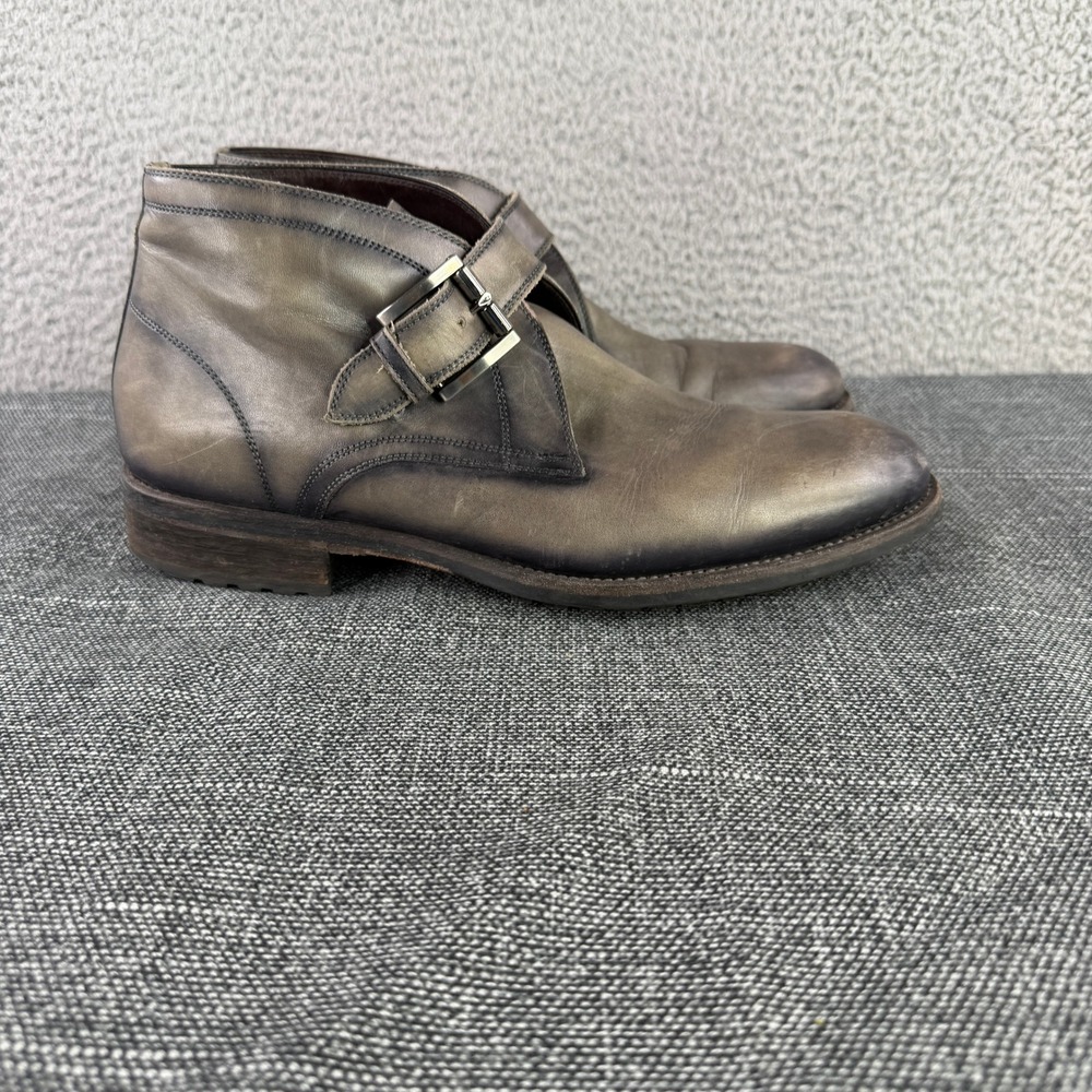 Magnanni Moro Chukka Boots Mens 8 Gray Monk Starp Burnished Lug Sole Portugal